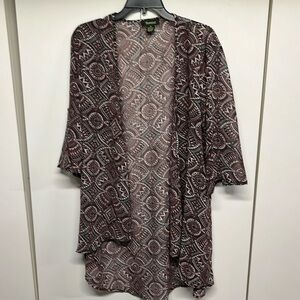 Beware! Boho Hi‑Low Kimono Black Multi‑Color Bohemian Print Button Sleeve